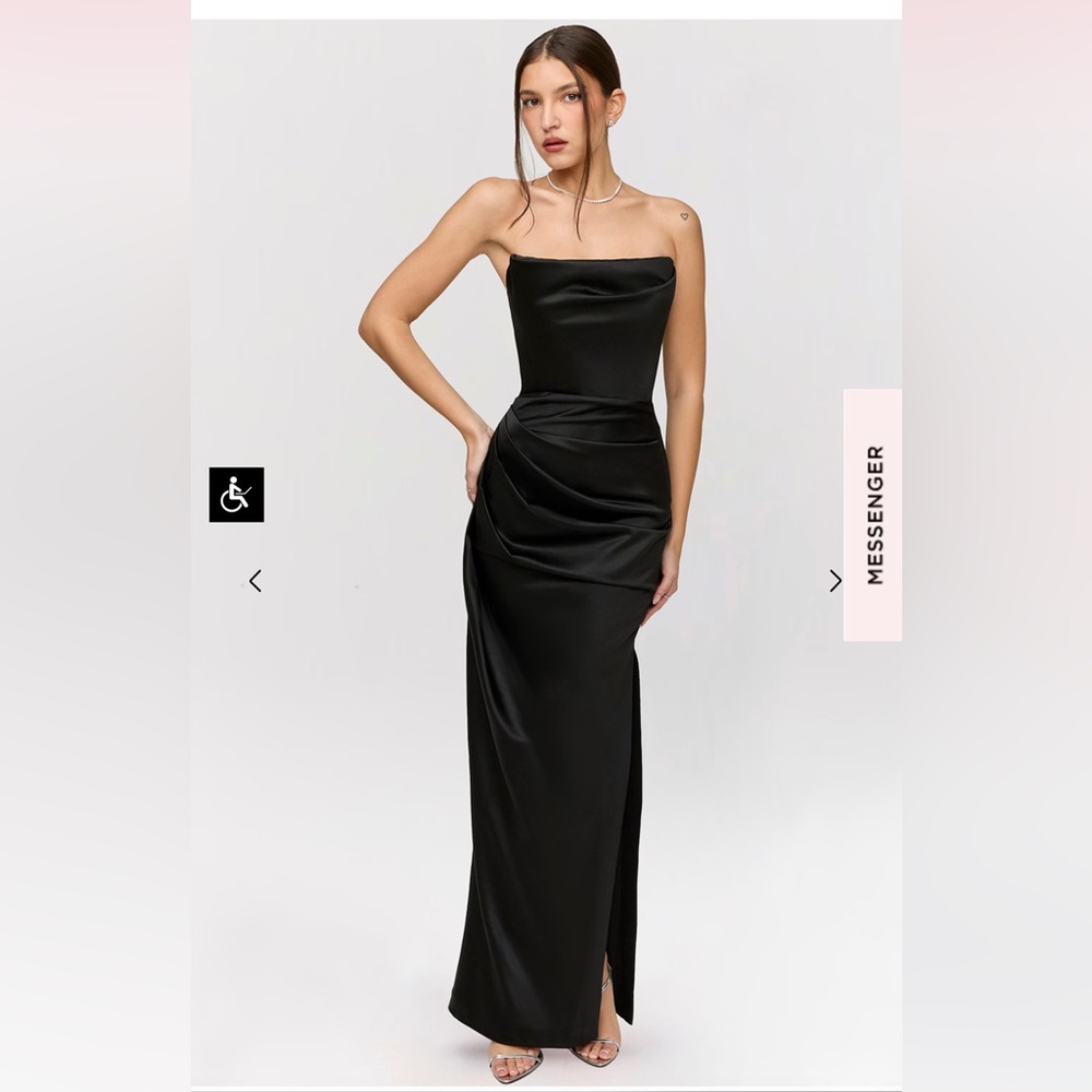 House of CB ‘Adrienne’ Black Satin Strapless Dress